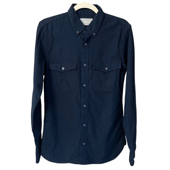 Everlane Men’s Flannel Button Down Shirt Heather Navy Small NWT Fall Classic - Picture 1 of 6